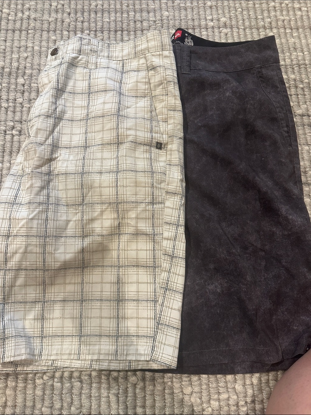 Mens  Two-Tone Midi Skirt – Cream Plaid & Dark Gray